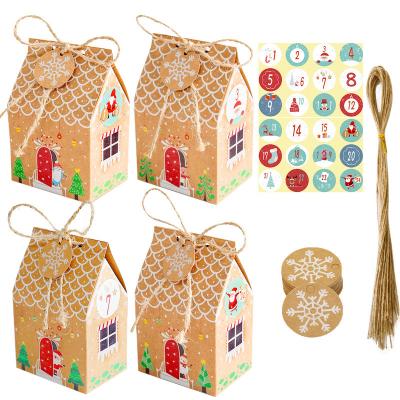 China CP006A Recyclable Empty 24 Days Gift Present Paper Candy Christmas Custom Packaging Houses Form Advent Calendar Box for sale