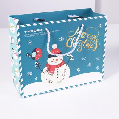 China BP012 Recyclable Christmas Present Packing Good Quality Thick Cute Eco Christmas Gift Paper Bags With Handles for sale