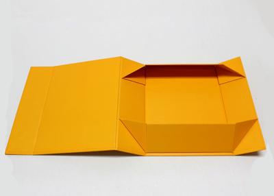 China Hard Flip Top Yellow Magnetic Gift Box With Free Sample / Recycled Paperboard Material for sale