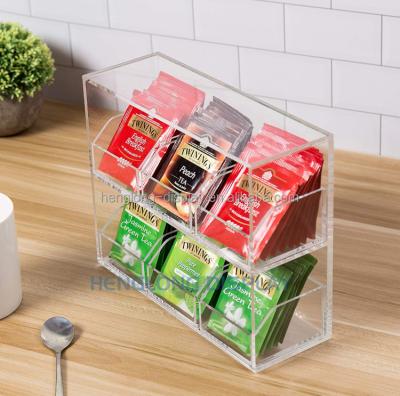 China Dispenser Clear Plastic Organizer Countertop OEM Acrylic Tea Bag Storage Box Eco-friendly/Durable/Handmade/Recyclable Without Lid for sale