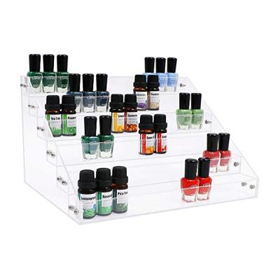 China sustainable & 5 Tier Environmental Friendly Floor Standing Plexiglass Bottle Rack Clear Nail Polish Perspex Nail Polish Storage Rack for sale