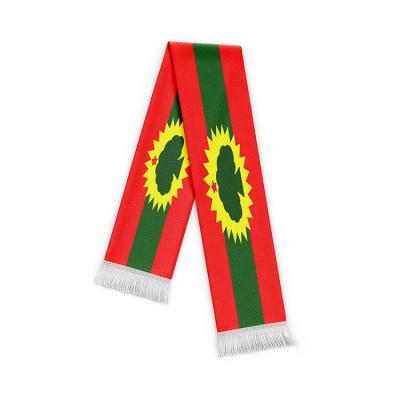 China Satin Delivery 100% Polyester Straight Custom Design Double Side Printing Oromia Oromo Flag Scarf for sale