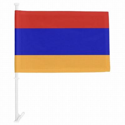 China Custom Wholesales Armenia Car Window Polyester Nonwoven Satin Flag Digital Printing With Car Flagpole Sticker Armenia Diplomatic Car Flag for sale