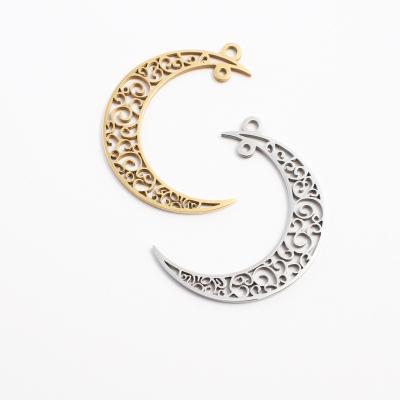 China Stainless Steel Factory Direct Sale Can Be Customized High Quality Stainless Steel Jewelry Accessories Moon Hollow Necklace Pendant for sale