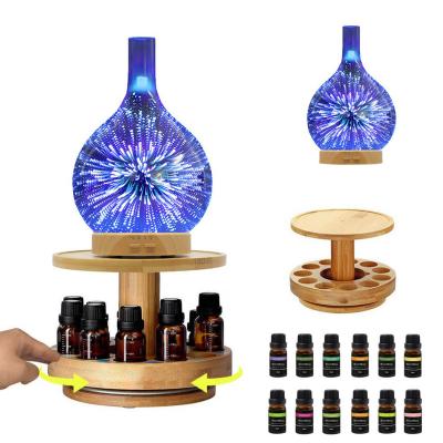 China Creative 3d Glass Aroma Humidifying Machine Seven Color Lamp Quick Vase Humidifier Home Oil Diffuser for sale