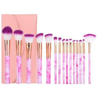 China Angular Blush New Fashion 15 Pcs Marble Make Up Brush Makeup Brush Powderbrush Eyeshadow Brush Beauty Make Up Brush for sale