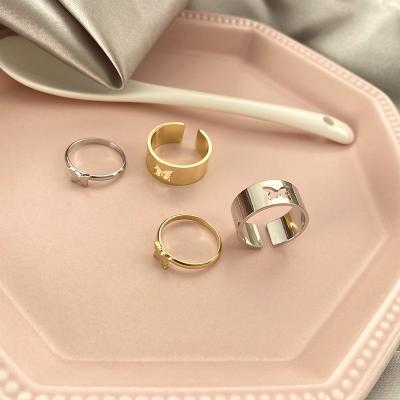 China Amazon Hot Selling Punk Butterfly Rings Set Multiple Designs Heart Combine Finger Rings For Women Jewelry for sale