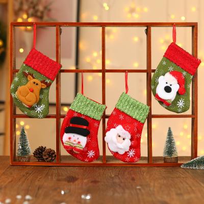 China Christmast Ornament New Design Christmas Stocking Bag Candy Sack Cartoon Gift Bag Pendant Accessories for sale