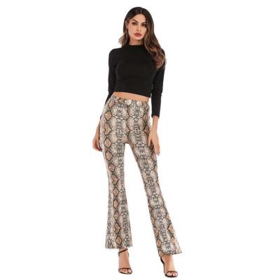 China Anti-Static Women's Explosive Leopard Print Flared Pants Women's High-Waist Wide-Leg Pants Casual Cool Trousers for sale