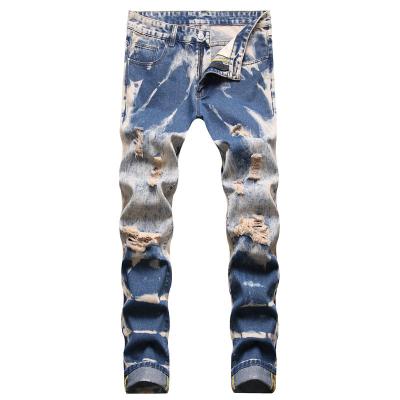 China Fashion Breathable Plus Size Mens Jeans Dyed Tie Dye Loose Straight Trousers Jogger Jeans For Men for sale