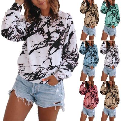 China Amazon Hot Selling New Women's Long Sleeve T-shirt Breathable Loose Tie Dye Casual Clothes for sale