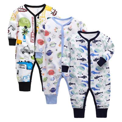 China Cozy Baby Clothes Autumn Cute Infants Wear Long Sleeve Cotton Baby Romper Sheer Cartoon One Piece Pajamas for sale