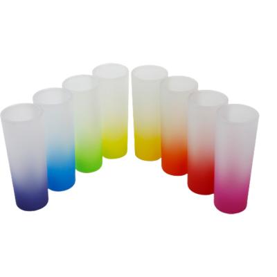 China Sustainable Wholesale High Quality Multi Colored Frosted Beer Mug Wine Mug 3oz Glass Mugs Sublimation Glass Mug for sale