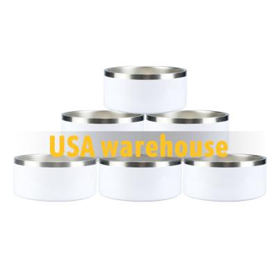 China Usable USA Warehouse Double Wall 32oz 64oz Blanks High Quality White Sublimation Stainless Steel Dog Bowl for sale