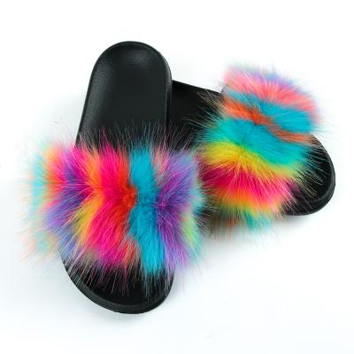 China EVA 2021 new imitation fox fur slippers women fashion plush slippers for sale