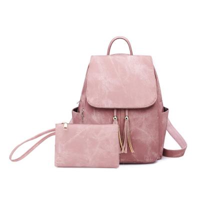 China Anti-theft Trend PU Leather Women's Backpack Tassel Backpack Leisure Travel Bag for sale