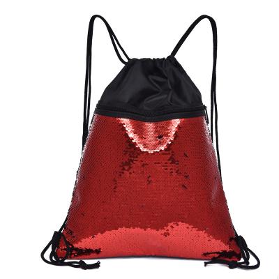 China Travel Bag Outdoor Sports Sequin Drawstring Women Backpack Reversible Sequin Gym Bag for sale