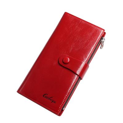 China New Style Ladies Wallet Korean Multicolor Wax Anti-theft Oil Leather Wallet for sale