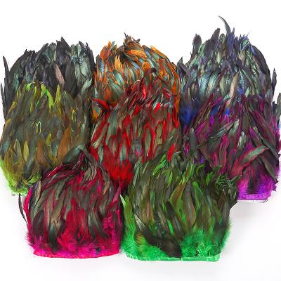 China Crafts 15-20cm/1 M Hair Green Light Purple Swimming Cloth Strip Feathers Lovely Chicken Feathers Decorative DIY Feather Edge Trim for sale