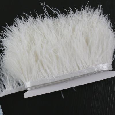 China Featival Decoration Headdress Garment Decoration 8-10CM Feather Trimming With Satin Ribbon Band Ostrich Feathers For Weddifng Ostrich Feathers For Wedding for sale