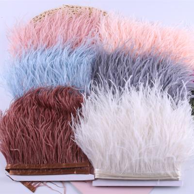 China Featival Decoration Headdress Garment Decoration 10-15CM Feather Trimming With Satin Ribbon Band Ostrich Feathers For Weddifng Ostrich Feathers For Wedding for sale