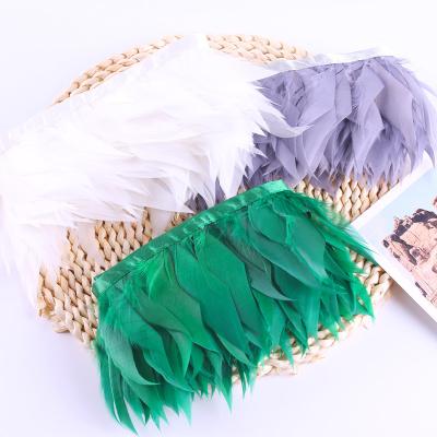 China Home Decoration Adorn Strip Hats 2M/8-10cm/1 Piece Goose Feather Fabric DIY Feather Clothing Accessories Handwork Natural Decoration for sale