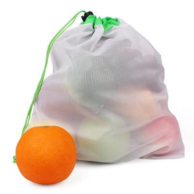 China Reusable Foldable Waste Fruit Shopping Grocery Bags for Fruit Vegetable Garden Grocery Storage Produce Eco-Friendly Net Bag for sale