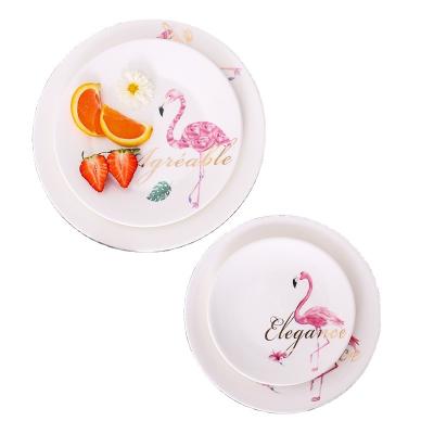 China Sustainable Nordic Bowl Plate Ceramic Tableware Steak Flat Plate Creative Breakfast Plate for sale