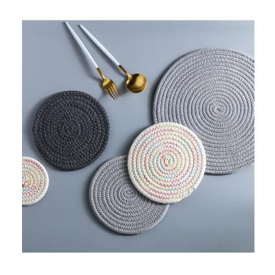 China Sustainable Japanese Woven Cotton and Meal Mat Kitchen Household Thickened Heat Insulation Linen Mat for sale