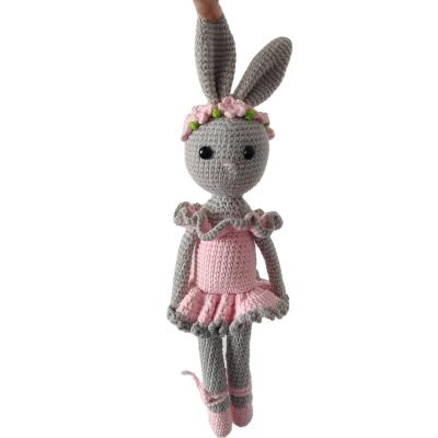 China 100% Hand Crochet Crochet Doll Knit Handmade Cute Ballet Bunny Doll Stuffed Animals Pink Toy for Girls for sale