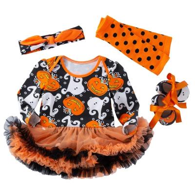 China Hallowmas 4Pcs Romper Bandeau Leg Warmer Shoes Set Set Princess TuTu Romper Bandeau Leg Warmers Shoes Set Babies Cotton Bodysuit for sale