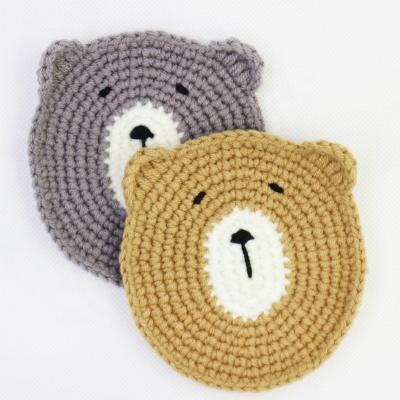 China Crochet Sustainable Cotton Vintage Handmade Bear Shape Round Doily Place Mat Coasters For Table for sale