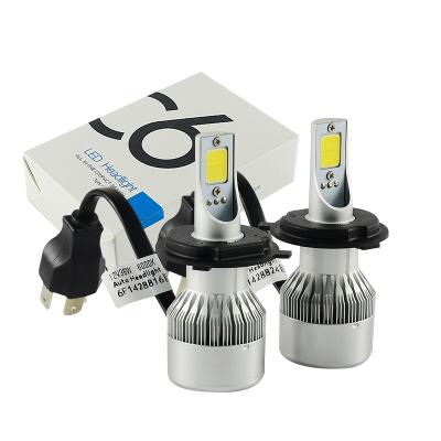 China Super bright high and low beam car headlight bulb with high low beam 36W 4000LM C6 led headlight bulbs h4 for sale