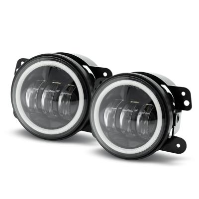 China led fog light 12 volt dc led fog light car double color round 4 inch 30w with angel eye led drl fog light for sale