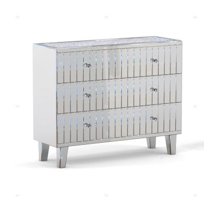 China Luxury 3 Drawer 3 Drawer Wooden Living Room Storage Mirrored Diamond Cabinets Crushed Drawer Chest for sale