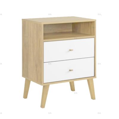 China Modern Convertible Bedroom Nightstand Table Flat Packed 2 Drawer Storage Bedside Table for sale