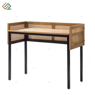 China Foldable Wooden Furniture Rattan Office Table Study Table Computer Desk for sale