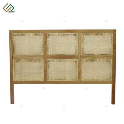 China Modern King Size Lighted Headboard Furniture Wood Frame Rattan Bedhead for sale