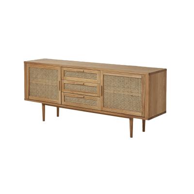 China Convertible Modern Living Room Cabinet Two Door Three Drawer Rattan Wooden Sideboard Sideboard for sale