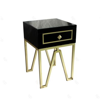 China Luxury Black Modern Side Table Metal Base Nightstand Coffee Table Luxury For Living Room for sale