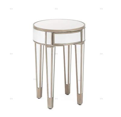 China Convertible Modern Side Table Coffee Table End Table Furniture Mirrored Silver Side Nightstand for sale