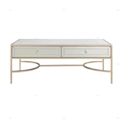 China Modern Gold Metal Base Mirrored Coffee Tables for sale