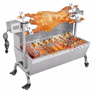 China NEW DESIGN Multifunctional Commercial Electric BBQ Grill Table Roast Grill Easily Gathered Whole Roast Chicken and Lamb Duck With Wheels for sale