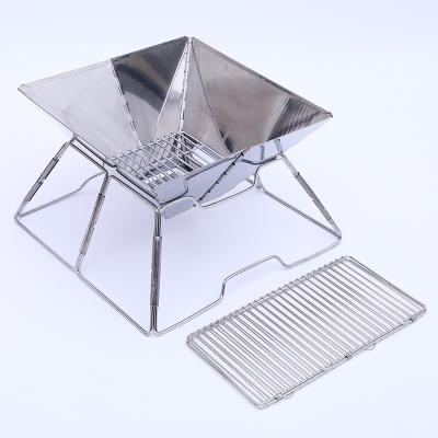 China Easily Assembled Factory Folding Stainless Steel Charcoal BBQ Grill Outdoor Portable Camping BBQ Grill For Sale for sale