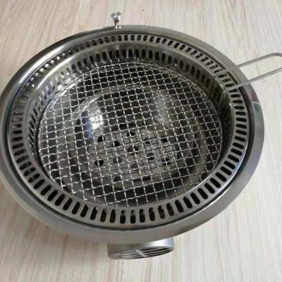 China Easily Assembled Korean BBQ Rotisserie, Portable Round 304 Stainless Steel Charcoal BBQ Grill For Restaurant for sale