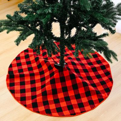 China New Christamas Tree Decoration Red Plaid and Black 35 Inch Christmas Tree Skirt Christmas Tree Skirt Tree Decorations for sale