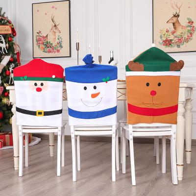 China New Fashionable Santa Snowman Kitchen Table Chair Covers Christmas Chair Cover for Holiday Party Home Decoration for sale