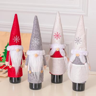 China Fashionable Chirstmas Gnome Sweater Dress Rudolph Christmas Holiday Party Table Decorations Wine Bottle Covers for sale