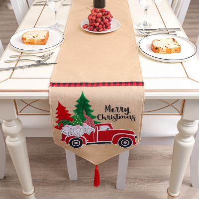 China North American Fashionable Tassel Long Canvas Christmas Living Room TV Cabinet Car Christmas Table Runner for sale