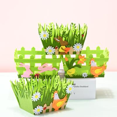 China Trendy Easter Day Bunny Basket For Kids Gift Customized Egg Toy Felt Basket Easter Decoration for sale